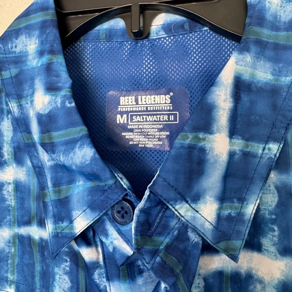 Lot‎ of 3 Reel Legends Saltwater II Fishing Shirts Mens Medium Blue UPF 50 NWT